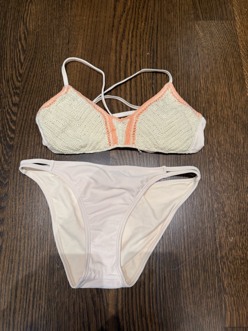 Xhilaration Cream Bikini Set with Peach Trim
